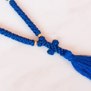 Blue brojanica with gold beads, gift for him, baptism day present