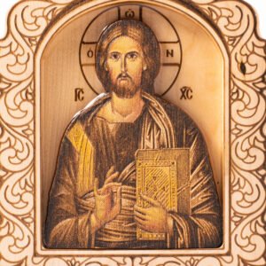 Handcrafted Wooden Icon of Jesus Christ