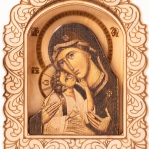 Handcrafted Wooden Icon of Holy Theotokos