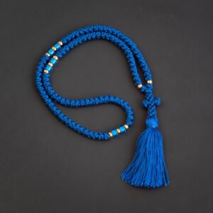 100 knots Blue floss prayer rope with blue beads