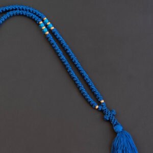 100 knots Blue floss prayer rope with blue beads